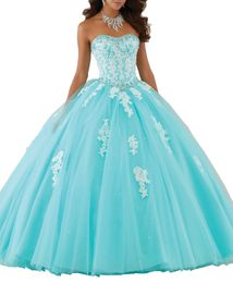 strapless debutante dress Canada - Elegant Strapless 2019 Women Quinceanera Dresses Ball Gown Soft Tulle Debutante Dresses for Sweet 15 Girls Hot Backless Appliques Party Gown