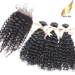 curly weaves hair weaves closure brazilian virgin humanhair with free part lace closure natural Colour 834 inch bellahair