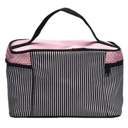 Lowest Women's Bag Square Bow Stripe Cosmetic Bag Big Lingerie Bra Underwear Dot Bags Travel Bag toiletry kits Sac275u