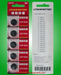 1000pcs per lot 100% Fresh CR1620 3v Lithium button cell batteries 5Pcs/Blister Card Packing Coin cells