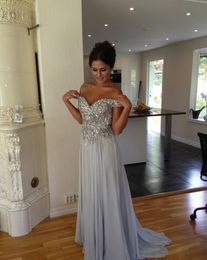 Sparkly Sequin Crystal Prom Dresses Off the Shoulder Graduation Dress Beaded Evening Party Gowns Long Chiffon Gowns maxi dress pageant gowns