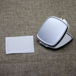 Silver Rectangle Compact Mirror Blank Magnifying Pocket Mirror with Epoxy Sticker