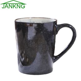 JANKNG 435mL Brief Style Ceramic Coffee Mugs Cup Dark Black Travel Milk Tea Cup Elegance Porcelain Mug Cup Birthday Girl Gift