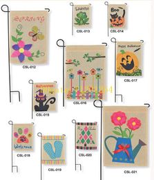 100pcs Free Shipping Burlap Garden Flag DIY Liene Yard Decorative Flags Hanging Home Custom Print Decoration Banner Ads Flags