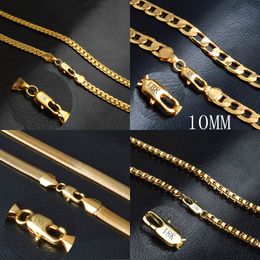 Hot sale Men's 18K Gold plated chains Figaro/Snake/Box Chain necklaces For women s Hip hop Jewelry Accessories in Bulk