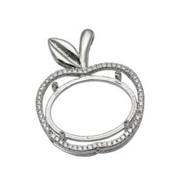 Beadsnice Apple Semi Mount Silver 925 Dangle Pendant Setting 14x19 Oval Cut Necklace Pendant Setting Cabochon Cameo Base ID 34053