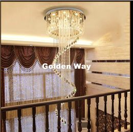 New Arrival Modern LED K9 Crystal Chandelier Suspension Crystal Rotate Villa Stairs Pendant Lighting Dining Room Lamp Droplight