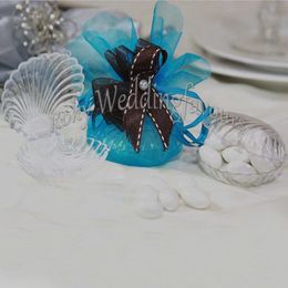 FREE SHIPPING 100PCS Seashell Candy Boxes Bomboniere Favour Boxes Baby Shower Beach Theme Wedding Souvenirs Supplies