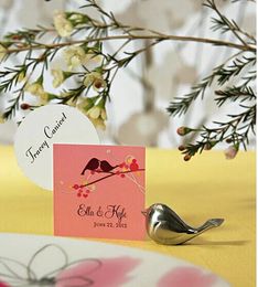 Wholesale New design love bird silver cute small wedding place card holders, wedding gift,wedding Favour