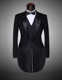 Blazers WholesaleCustom Brand New cool Groom Tuxedos Men Wedding Dress Bridegroom Suit Best man Suit swallowtailed coat (Jacket+Pants+ti