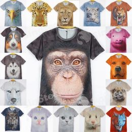 Les ventes chaudes! 3D Animals Print T-Shirts Pour Hommes Big Face Tees Short Sleeve Slim Fit Polo Tiger Cat Dog Wolf Fabricant de polyester Free DHL
