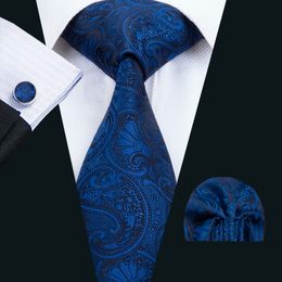 -Schnelles Verschiffen Seide Krawatte Seide Männer Krawatten Blaue Krawatte Set Paisley Herren Krawatte Krawatte Hankerchief Jacquard Gewebt Treffen Geschäft Hochzeitsfeier N-1435
