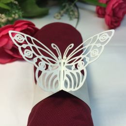 F4 240pcs Laser Cut Hollow Butterfly Paper Card Napkin Ring Serviette Buckle Holder Hotel Wedding Party Favour Decoration