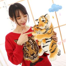 Dorimytrader pop soft animal tiger plush toy stuffed realistic mom and kid tigers doll baby sleeping pillow gift 48cm DY61888
