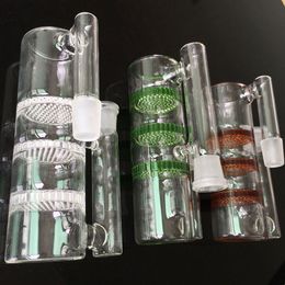 Ashcatcher Hookahs 14mm 18mm glass adapter 3 layer Philtres clear green brown joint oil rig ash catcher for water pipes catchers