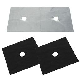 Wholesale- 4Pcs Removable Easy Clean Square Foil Gas Hob Protector Liner Stove Protection Mat