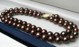 Gorgeous 10-11mm south sea chocolate Pearl Necklace 18inch 14k gold clasp