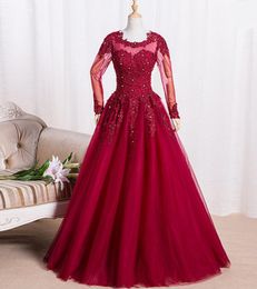 New Arrival Mother of the Bride Dresse Long Sleeve Charming A-Line Tulle Applique Beaded Formal Dresses Hot Custom Made