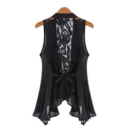 Wholesale-Hot sale Women SUMMER vest close sleeveless sexy Outerwear & Coats Natural Hollow Out lace women fashion clothes G803