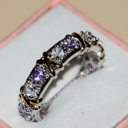 Size 5-11 2016 New Hot Jewellery 2 Colour 925 sterling silver Amethyst&topaz CZ Diamond Wedding Engagement Band RINGS For Women LOVE GIFT