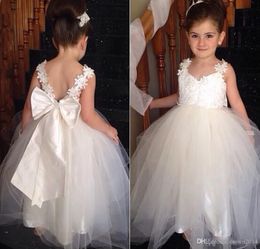 Vintage Lace Flower Girl Dresses 2022 Spaghetti Straps Applique Tulle Corset Backless Birthday Christmas Girls Dress Special Occasion