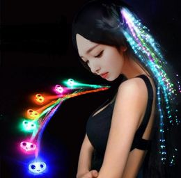LED Flash Braid Women Colourful Luminous Hair Clips Barrette Fibre Hairpin Light Up Party Halloween Bar Night Xmas Toys Decor DHL free