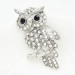 High Quality Crystals Cute Owl Brooch Vintage Silver Tone And Gold Color Plated Owl Brooch pins