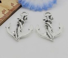 Free Ship 100Pcs Antique Silver Anchor Charms Pendant For Jewlery Making Bracelet 26x18mm