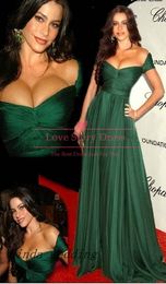 Free Shipping 2019 Maria Lucia Red Carpet Dark Green Evening Dresses Floor Length Formal Chiffon Special Long Evening Gowns