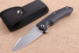 Top Quality Flipper Folding knife 9Cr18Mov 60HRC Titanium Finish Blade Steel G10 Handle EDC Pocket knives with Nylon bag