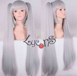 human hair lace front ponytail NZ - peruvian glueless full lace human hair wigs lace front wigs for>>>Original silver double ponytail   tiger's mouth clip cosplay wig