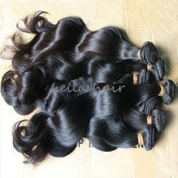 Bella Hair 8a перуанские человеческие волосы плетение натуральное черное цвет тела волны двойной утки