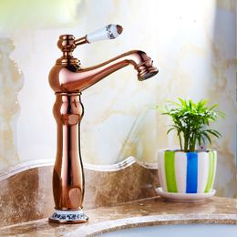 Free shipping Traditional Centerset Ceramic Valve Single Handle One Hole with Blue and white porcelain Bathroom Sink Faucet