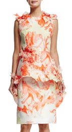 Novelty Print Women Sheath Dress Ruffles Sleeveless Dresses 040415