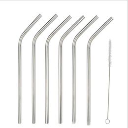 Stainless Steel Drinking Straw Straight Bent Straws for Cups Durable Reusable Metal Bend Straws with Cleaning Brush