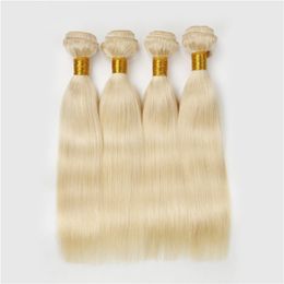 Stock Brazilian Blonde Human Hair 4Pcs Platinum Blonde Silky Straight Human Hair Blonde Weave 9A Brazilian Human Hair Bundles 613 Pure Color