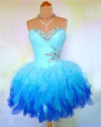Newest Sexy Mini Homecoming Dresses 2019 Sweetheart Organza Beaded Crystal Lace Up Short Prom Cocktail Graduation Gown Stock QC228
