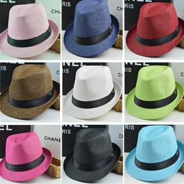 New fashion Men Women sun caps Straw Hats Soft Straw Hat Outdoor Stingy Brim hats 6 Colours Choose Party Hats 4111