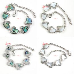 Wholesale Silver Plated Connectors Jewelry Natural Abalone Shell Round Coin Shape Charms Bracelets