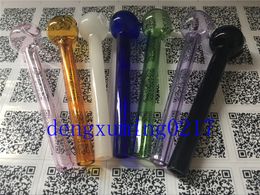 6 Colourful Pyrex Glass oil burner pipe clear oil burner 10cm glass tube glass pipe oil nail