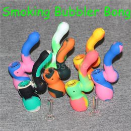 Unbreakable flexible 10 colors for chose Mini Multi Silicone Water Pipe glass/silicone bubbler bongs free shipping DHL