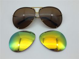 -Автомобильные Carreras Солнцезащитные очки p8478 Пилотная рама зеркального линза с дополнительными объективами обменивается большим размером мужчина дизайн солнцезащитные очки