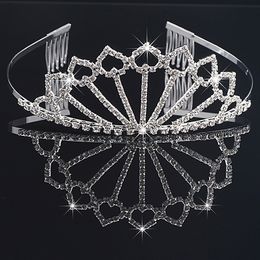 Girls Crowns With Rhinestones Wedding Jewellery Bridal Headpieces Birthday Party Performance Pageant Crystal Tiaras Wedding Accessories BW-T007