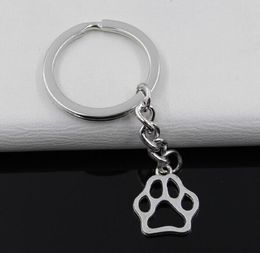 Fashion 20pcs Key Ring Keychain Jewellery Silver Plated dog bear paw 19*17mm Charms