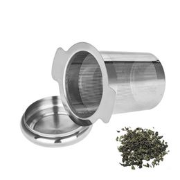 Reusable Stainless Steel Tea Infuser Basket Fine Mesh Strainer with 2 Handles Lid Tea and Coffee Filters for Loose Tea Leaf LZ0184