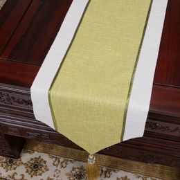 Lengthen Patchwork Classic Table Runner Linen Fashion Simple Coffee Table Cloth High End Dining Table Protective Pads Placemat 230x33 cm