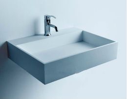 Rectangular Bathroom Solid Surface Stone Counter Top Sink And Fashionable Cloakroom Stone Matt Or Glossy Wash Basin RS3833