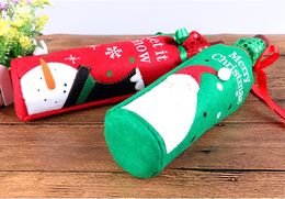 Christmas gift bags ornaments Santa Claus snow men bags Red wine bottle bag packaging Festive Party Supplies Kitchen Dinner Decorations