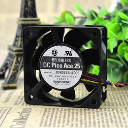 Original SANYO 24V 0.04A 6CM 109R0624M4D03 6025 60*60*25 3 Wire Fan