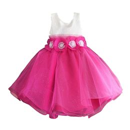 Flower Girl Dresses Children Sleeveless Wedding Graduation Ball Gown with Flower Band Baby Princess Kids Clothes